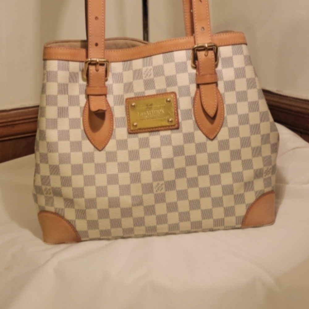 💖 Authenic Louis Vuitton Hempstead MM Azur Tote Bag - W/ COA  💖 CA0120
